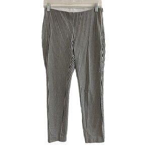 A New Day Womens Striped Pants Size 2 Side Zip Ankle Black White Beetlejuice